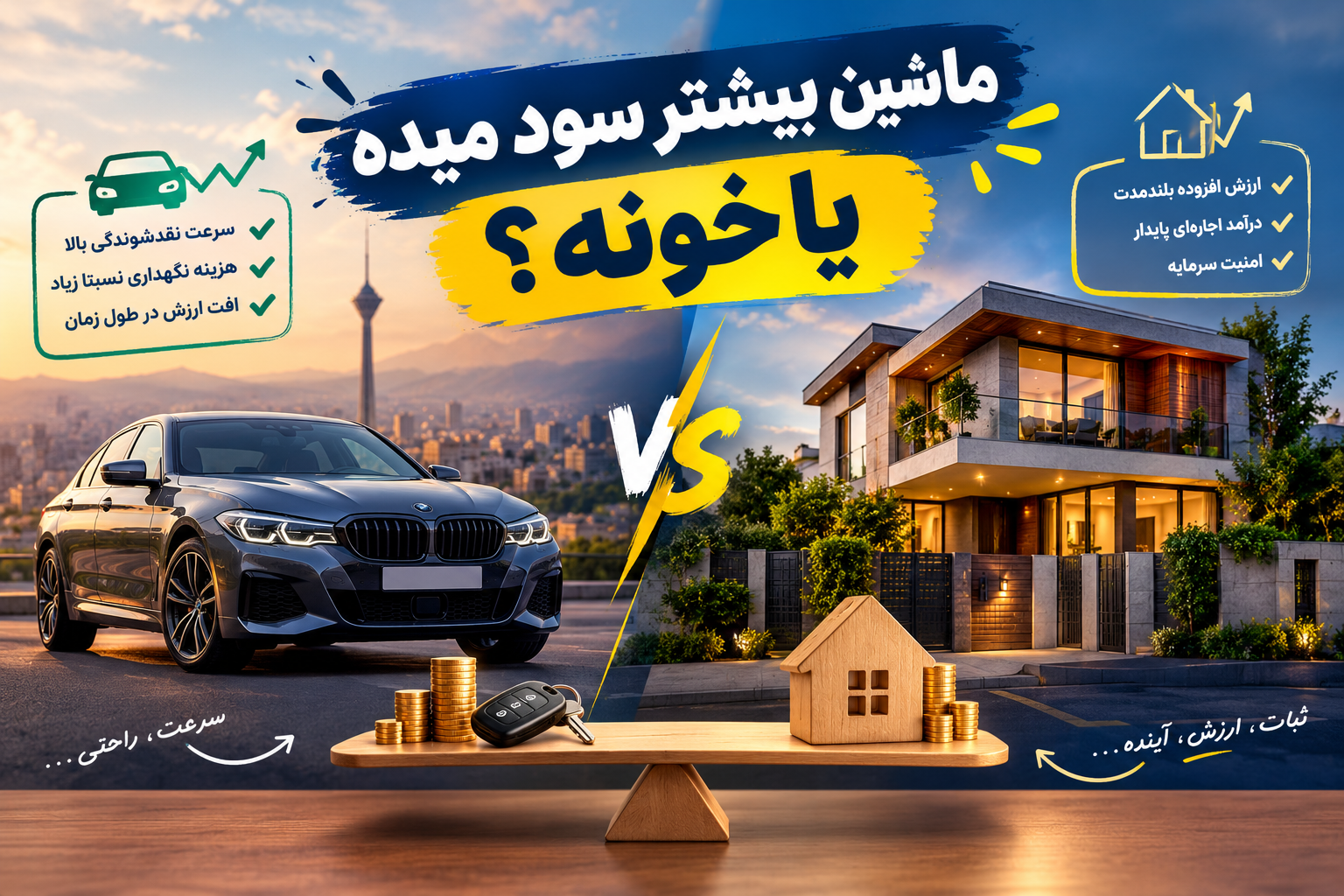 ماشین بیشتر سود می‌دهد یا خانه؟ مقایسه دو دارایی محبوب برای سرمایه‌گذاری